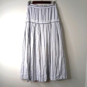 The Collective M Strapless Striped Empire Waisted Midi Dress in Dark Navy n Whit